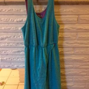 Is it a blue dress with a purple inside